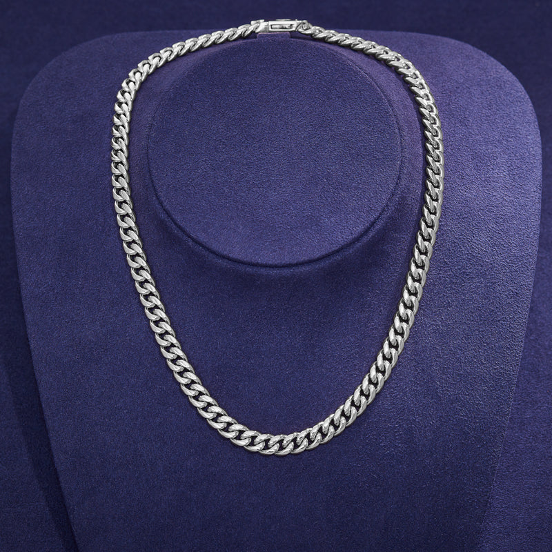 8mm Miami Cuban Link Chain in White Gold