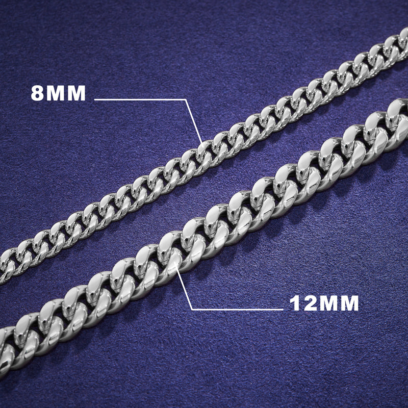 8mm Miami Cuban Link Chain in White Gold