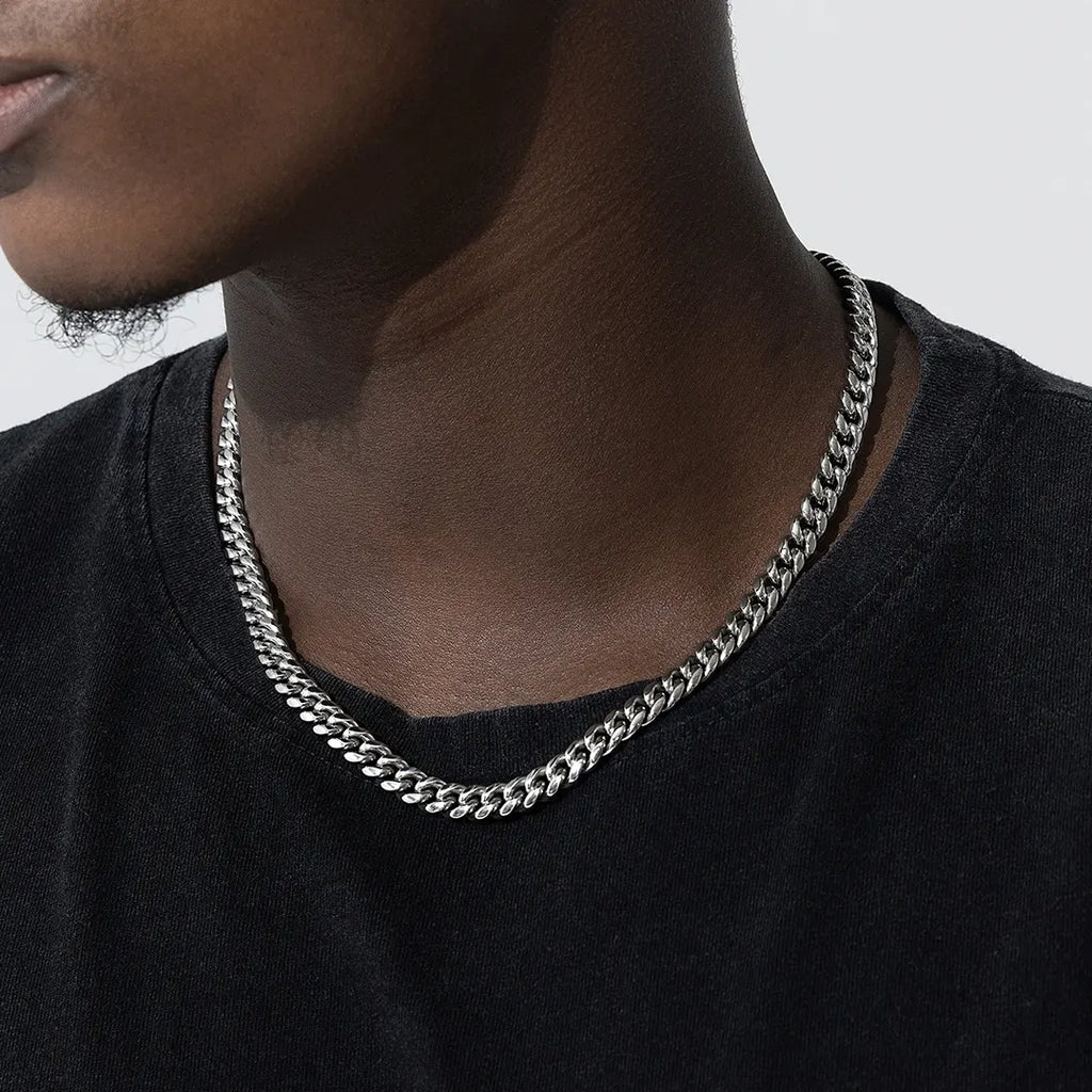 8mm Miami Cuban Link Chain in White Gold