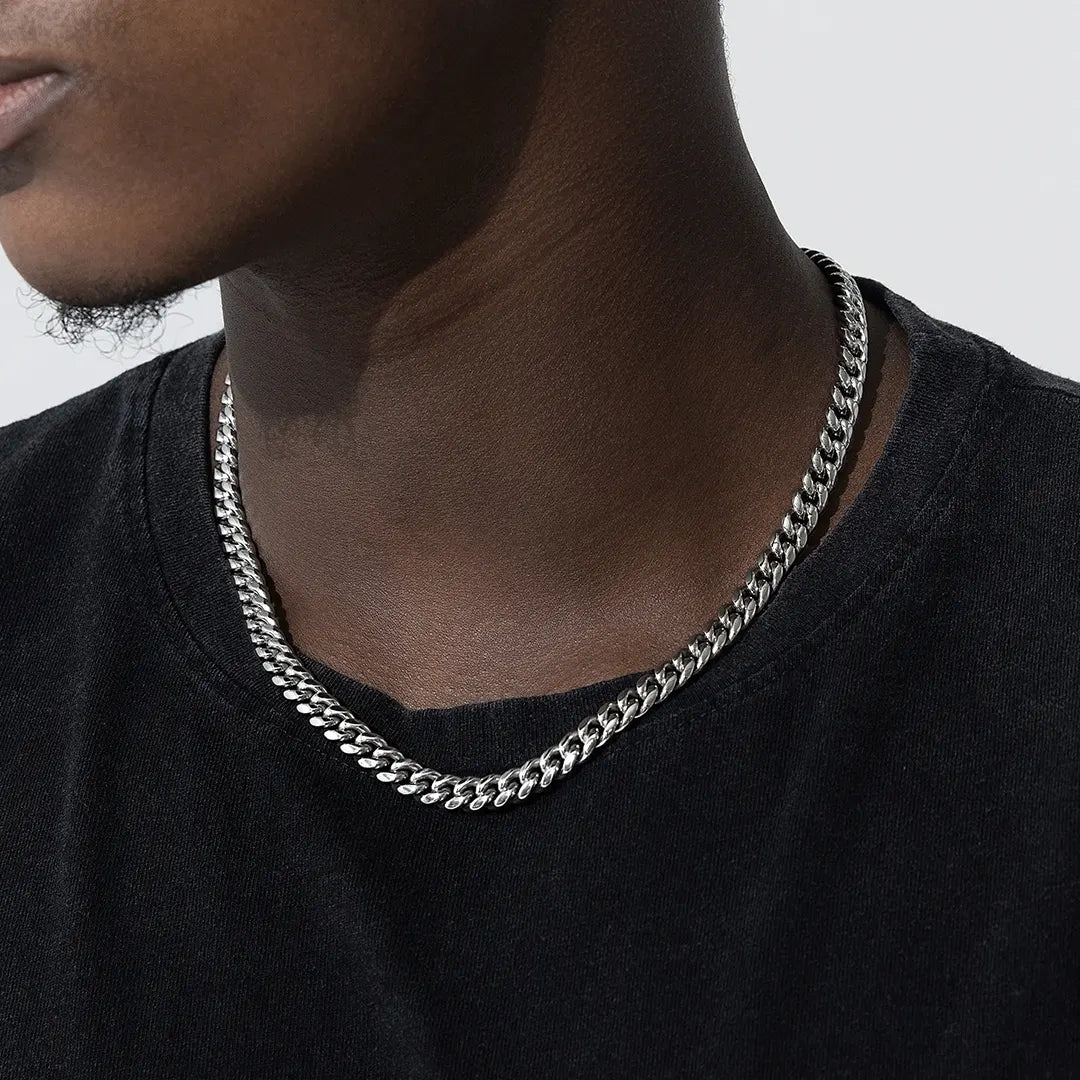 8mm Miami Cuban Link Chain in White Gold